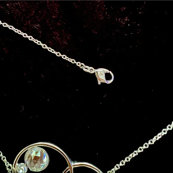 Swarovski Necklace - Asymmetrical Circles - Silver tone - Picture 4 of 7